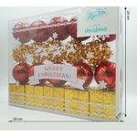 Set de 20 ornamente de brad, Flippy, de tip Glob, Rosu/ Auriu, din polistiren, cu finisaj sclipitor , cutie 6 cm