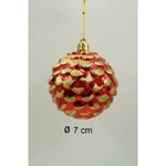 Set de 24 ornamente de brad, Flippy, de tip Glob, Alb/ Rosu, cu ø de 7 cm, din plastic, cu finisaj sclipitor , cutie 16