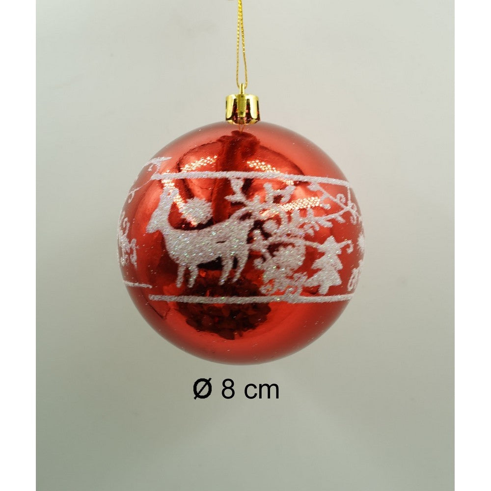 Set de 24 ornamente de brad, Flippy, de tip Glob, Multicolor, cu ø de 8 cm, din plastic, cu finisaj sclipitor , cutie
