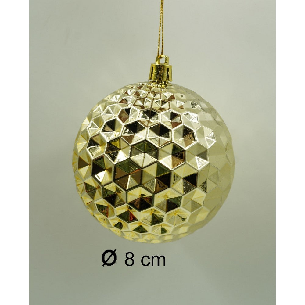 Set de 24 ornamente de brad, Flippy, de tip Glob, Rosu/ Auriu, cu ø de 8 cm, din plastic, cu finisaj sclipitor , cutie