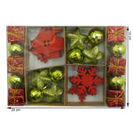 Set de 24 ornamente de brad, Flippy, de tip Glob, Rosu/ Auriu, din polistiren, cu finisaj sclipitor , cutie 3 cm