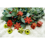 Set de 24 ornamente de brad, Flippy, de tip Glob, Rosu/ Auriu, din polistiren, cu finisaj sclipitor , cutie 3 cm