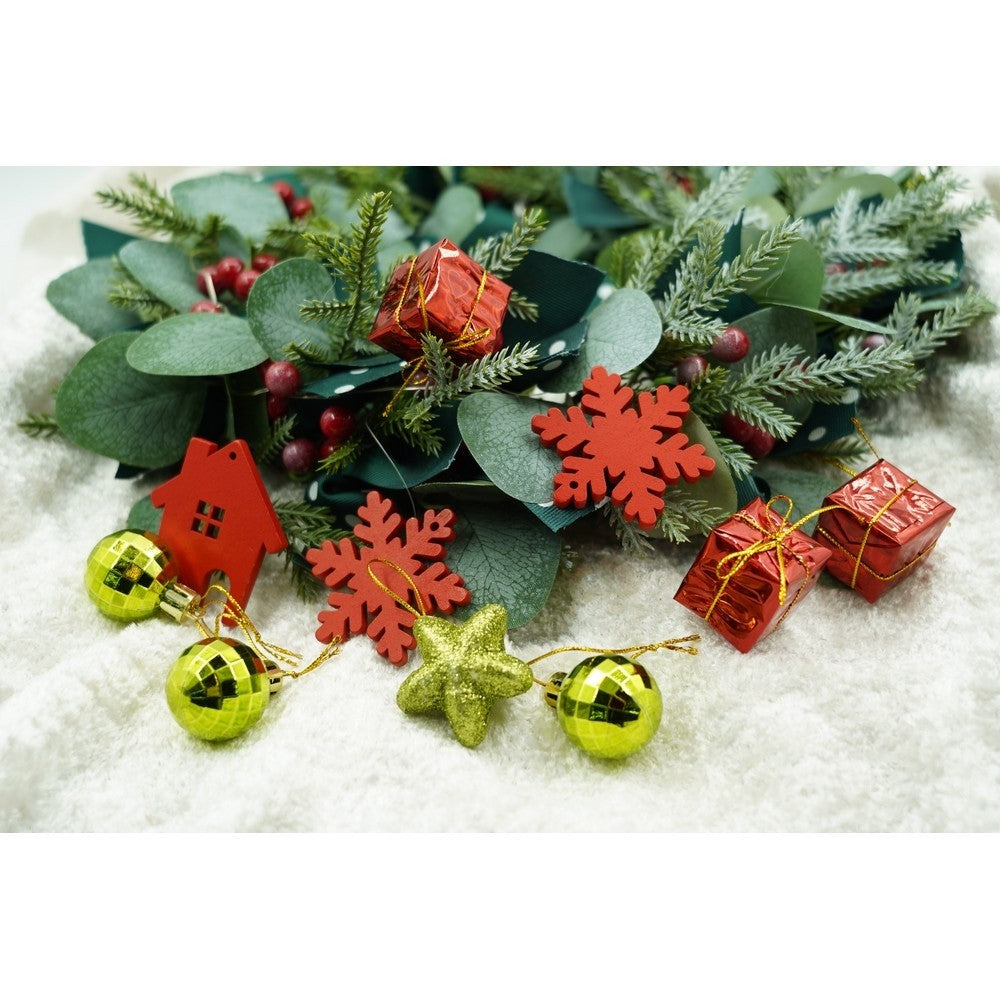 Set de 24 ornamente de brad, Flippy, de tip Glob, Rosu/ Auriu, din polistiren, cu finisaj sclipitor , cutie 3 cm