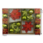 Set de 24 ornamente de brad, Flippy, de tip Glob, Rosu/ Auriu, din polistiren, cu finisaj sclipitor , cutie 3 cm