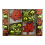 Set de 24 ornamente de brad, Flippy, de tip Glob, Rosu/ Auriu, din polistiren, cu finisaj sclipitor , cutie 3 cm