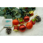 Set de 24 ornamente de brad, Flippy, de tip Glob, Rosu/ Maro, din polistiren, cu finisaj sclipitor , cutie 5 cm