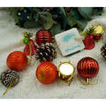 Set de 24 ornamente de brad, Flippy, de tip Glob, Rosu/ Maro, din polistiren, cu finisaj sclipitor , cutie 5 cm