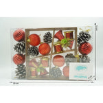 Set de 24 ornamente de brad, Flippy, de tip Glob, Rosu/ Maro, din polistiren, cu finisaj sclipitor , cutie 5 cm
