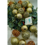 Set de 28 ornamente de brad, Flippy, de tip Glob, Cupru/ Auriu, din polistiren, cu finisaj sclipitor , cutie 18 cm