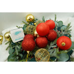 Set de 28 ornamente de brad, Flippy, de tip Glob, Rosu/ Auriu, din polistiren, cu finisaj sclipitor , cutie 18 cm