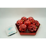 Set de 28 ornamente de brad, Flippy, de tip Glob, Rosu, din polistiren, cu finisaj sclipitor , cutie 18 cm adancime x