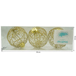 Set de 3 ornamente de brad, Flippy, de tip Glob, Auriu, cu ø de 10 cm, din metal, cu finisaj sclipitor , cutie 10 cm