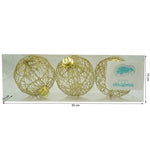 Set de 3 ornamente de brad, Flippy, de tip Glob, Auriu, cu ø de 10 cm, din metal, cu finisaj sclipitor , cutie 10 cm