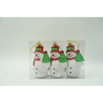 Set de 3 ornamente de brad, Flippy, de tip Om de zapada, Alb/Rosu, din plastic, cu finisaj sclipitor , cutie 4 cm