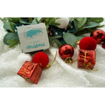 Set de 35 ornamente de brad, Flippy, de tip Glob, Alb/ Rosu, din polistiren, cu finisaj sclipitor , cutie 11 cm