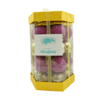 Set de 35 ornamente de brad, Flippy, de tip Glob, Auriu/ Mov, din polistiren, cu finisaj sclipitor , cutie 14 cm