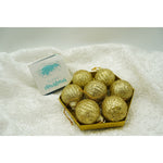 Set de 35 ornamente de brad, Flippy, de tip Glob, Rosu/ Auriu, din polistiren, cu finisaj sclipitor , cutie 11 cm