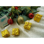 Set de 35 ornamente de brad, Flippy, de tip Glob, Rosu/ Auriu, din polistiren, cu finisaj sclipitor , cutie 11 cm