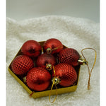 Set de 35 ornamente de brad, Flippy, de tip Glob, Rosu/ Auriu, din polistiren, cu finisaj sclipitor , cutie 11 cm