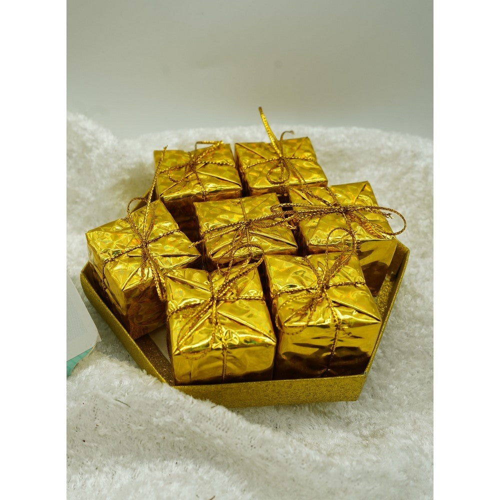Set de 35 ornamente de brad, Flippy, de tip Glob, Rosu/ Auriu, din polistiren, cu finisaj sclipitor , cutie 11 cm