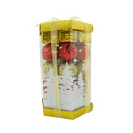 Set de 35 ornamente de brad, Flippy, de tip Glob, Rosu/ Auriu, din polistiren, cu finisaj sclipitor , cutie 11 cm