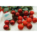 Set de 35 ornamente de brad, Flippy, de tip Glob, Rosu, din polistiren, cu finisaj sclipitor , cutie 11 cm adancime x