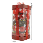 Set de 35 ornamente de brad, Flippy, de tip Glob, Rosu, din polistiren, cu finisaj sclipitor , cutie 11 cm adancime x