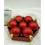 Set de 35 ornamente de brad, Flippy, de tip Glob, Rosu, din polistiren, cu finisaj sclipitor , cutie 11 cm adancime x