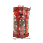 Set de 35 ornamente de brad, Flippy, de tip Glob, Rosu, din polistiren, cu finisaj sclipitor , cutie 11 cm adancime x