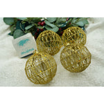 Set de 4 ornamente de brad, Flippy, de tip Glob, Auriu, cu ø de 8 cm, din metal, cu finisaj sclipitor , cutie 8 cm
