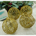 Set de 4 ornamente de brad, Flippy, de tip Glob, Auriu, cu ø de 8 cm, din metal, cu finisaj sclipitor , cutie 8 cm