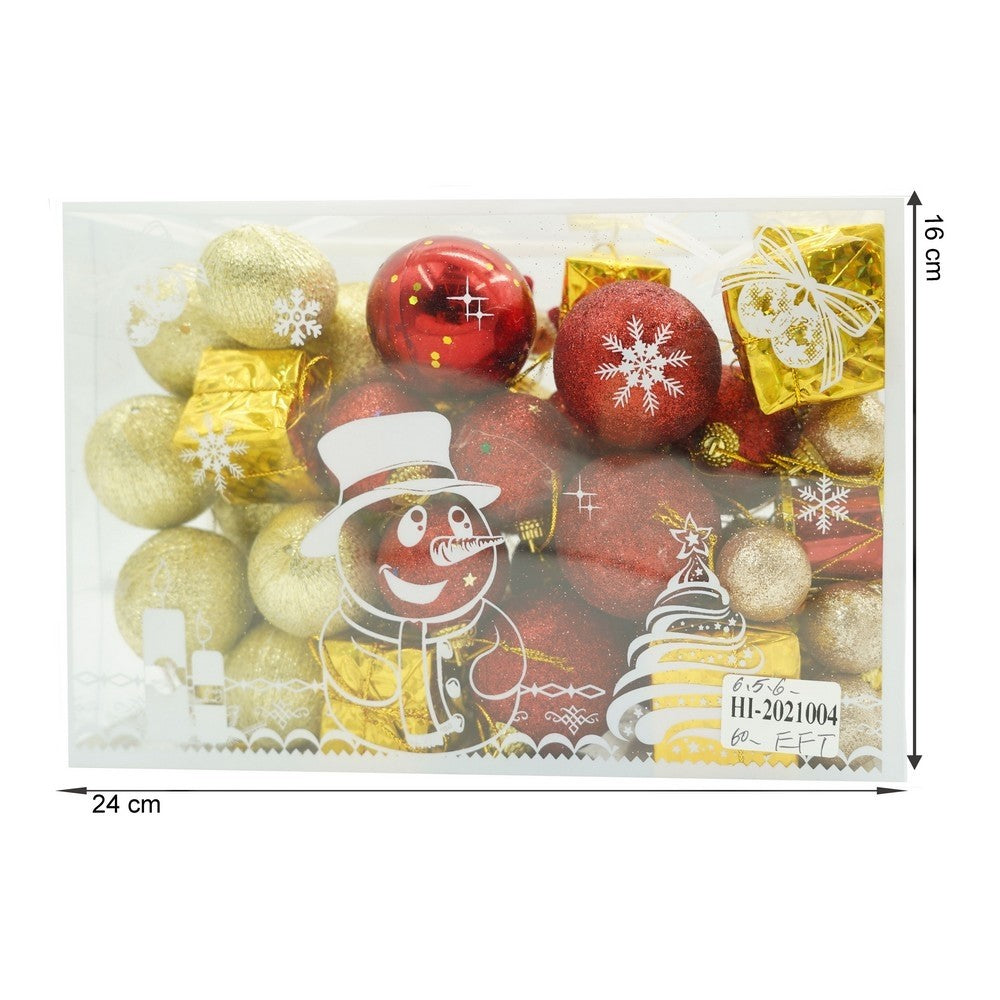 Set de 45 ornamente de brad, Flippy, de tip Glob, , din polistiren, cu finisaj sclipitor , cutie 8 cm adancime x 24 cm