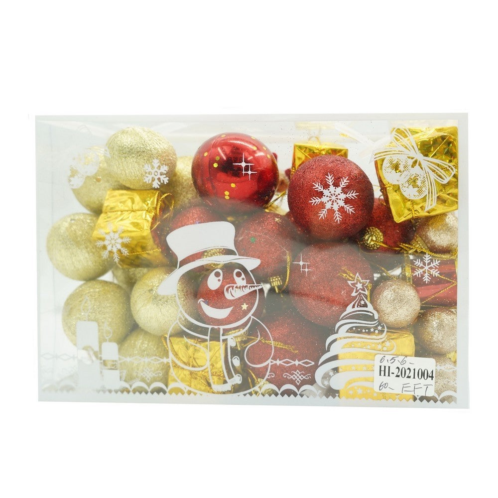 Set de 45 ornamente de brad, Flippy, de tip Glob, , din polistiren, cu finisaj sclipitor , cutie 8 cm adancime x 24 cm