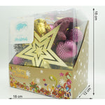 Set de 50 ornamente de brad, Flippy, de tip Glob, Rosu/ Auriu, din plastic, cu finisaj sclipitor , cutie 18 cm lungime