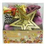 Set de 50 ornamente de brad, Flippy, de tip Glob, Rosu/ Auriu, din plastic, cu finisaj sclipitor , cutie 18 cm lungime