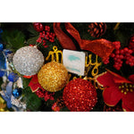 Set de 6 ornamente de brad, Flippy, de tip Glob, Multicolor, cu ø de 8 cm, din polistiren, cu finisaj sclipitor , cutie