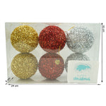 Set de 6 ornamente de brad, Flippy, de tip Glob, Multicolor, cu ø de 8 cm, din polistiren, cu finisaj sclipitor , cutie