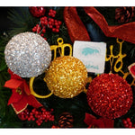 Set de 6 ornamente de brad, Flippy, de tip Glob, Multicolor, cu ø de 8 cm, din polistiren, cu finisaj sclipitor , cutie