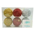 Set de 6 ornamente de brad, Flippy, de tip Glob, Multicolor, cu ø de 8 cm, din polistiren, cu finisaj sclipitor , cutie