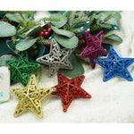 Set de 6 ornamente de brad, Flippy, de tip Stea, Multicolor, din plastic, cu finisaj sclipitor , cutie 3 cm adancime x