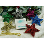 Set de 6 ornamente de brad, Flippy, de tip Stea, Multicolor, din plastic, cu finisaj sclipitor , cutie 3 cm adancime x