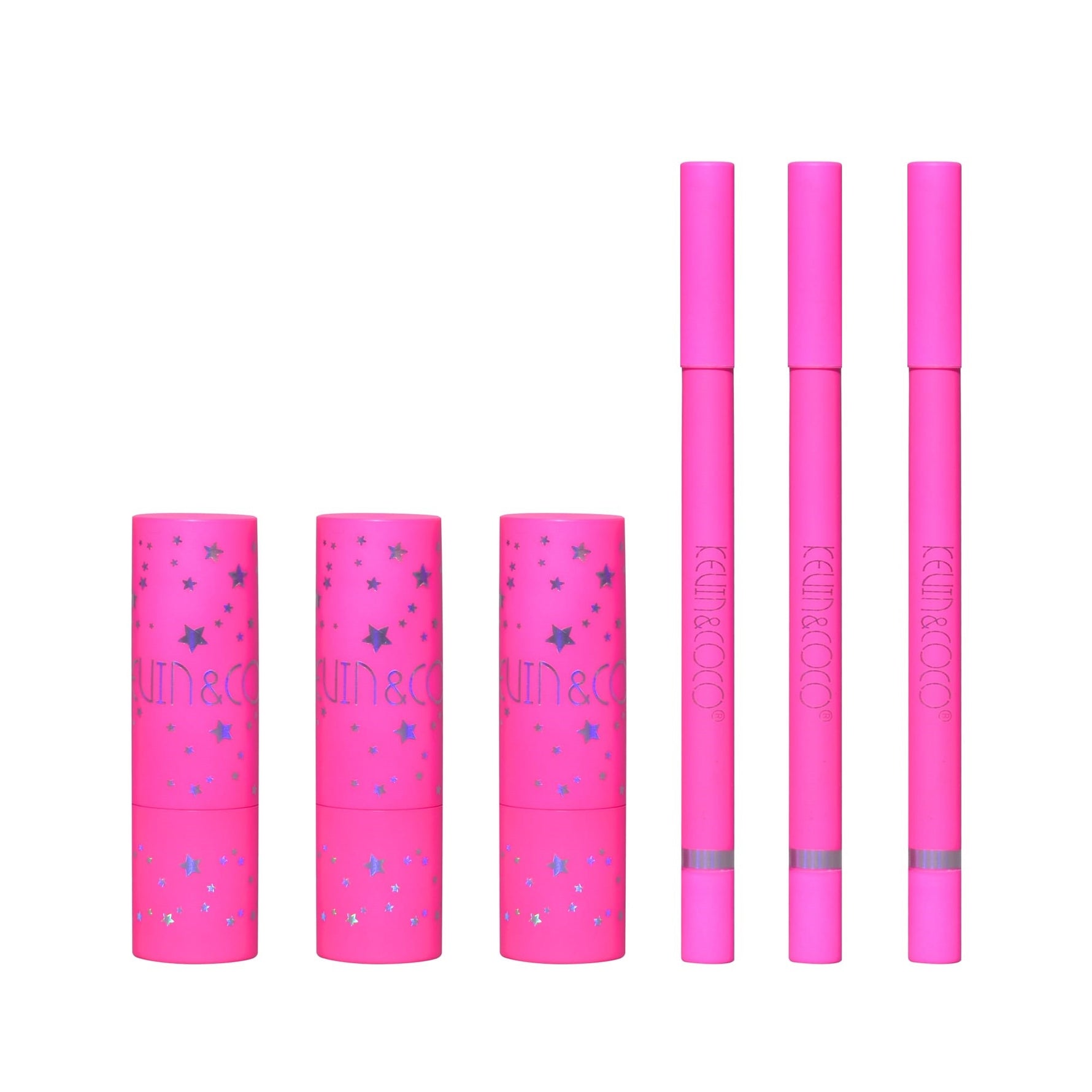 Set de Buze, KEVIN & COCO, Stay Wild, 3 Lip Stick-uri si 3 Creioane de Buze, 16.1 x 16 x 2.6 cm, Nuante Calde
