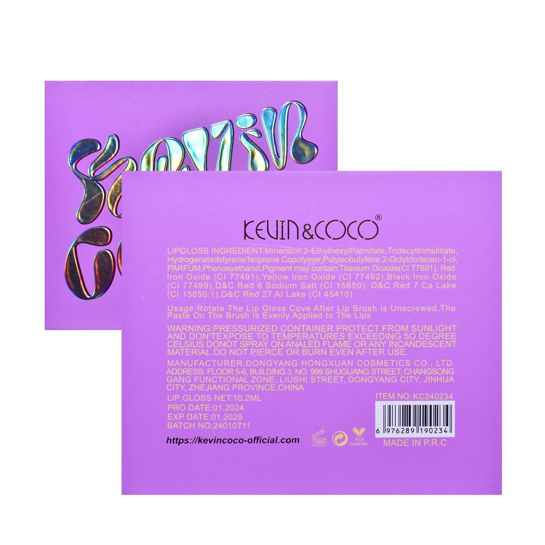 Set de Buze, KEVIN COCO, Violet Girl, 6 Lip Gloss-uri, 17 x 14.8 x 2.9 cm, Roz/Rosu/Mov