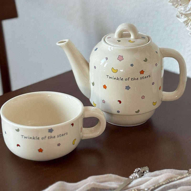 Set de Ceai, Flippy, Ceainic cu Ceasca pentru Uz Casnic, Stele cu Luna, Set de Ceai pentru Copii, Adulti, 18 x 17 x 13
