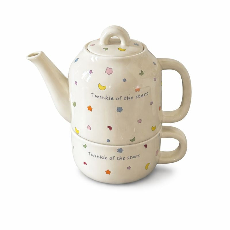 Set de Ceai, Flippy, Ceainic cu Ceasca pentru Uz Casnic, Stele cu Luna, Set de Ceai pentru Copii, Adulti, 18 x 17 x 13