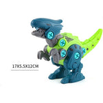 Set de Constructie/Asamblare, Flippy, 4 Dinozauri, cu Bormasina Electrica, Baterii 2 x AA, Surubelnita si Cutie