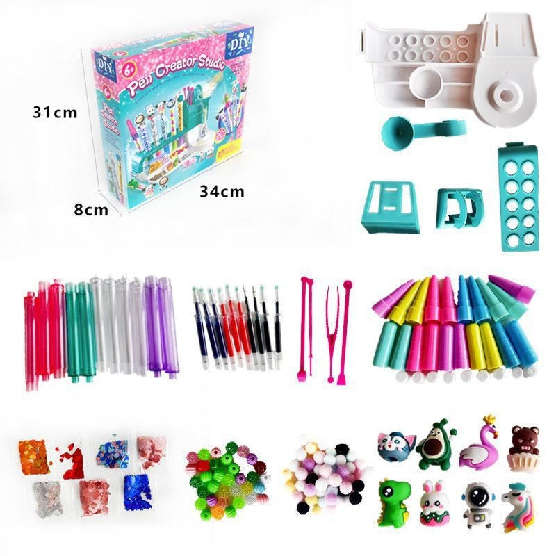 Set de Creatie, Flippy, Stiloul Magic, +6 Ani, peste 50 de Accesorii, Laborator de Creatie Pixuri, 34 x 31 x 8 cm,