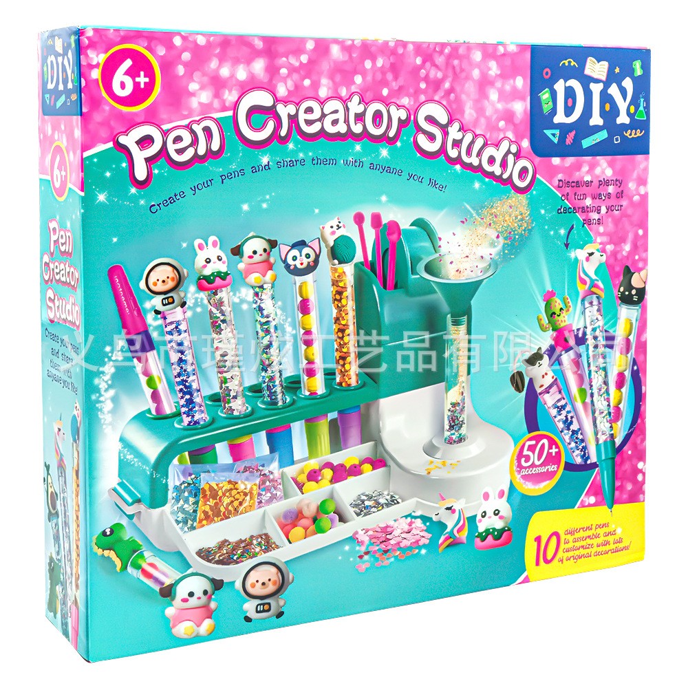 Set de Creatie, Flippy, Stiloul Magic, +6 Ani, peste 50 de Accesorii, Laborator de Creatie Pixuri, 34 x 31 x 8 cm,