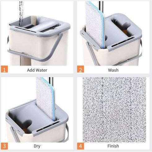 Set de curatenie Flippy, mop si galeata, galeata 6 l, 2 rezerve microfibra incluse, design modern, pentru interior,