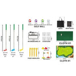 Set de Golf, Flippy, Interactiune Parinte-Copil, Covor de Golf, 140 x 98 cm, 4 Mingii cu Scai, 3 Crose Reglabile, Model